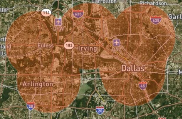 Dallas Wireless Internet coverage map